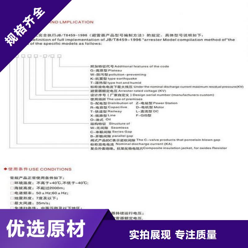 品牌：【羿振电力】金属氧化物避雷器Y10W-216/562产品优势特点