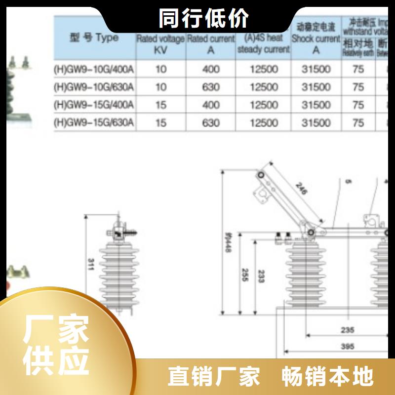 【户外柱上高压隔离开关】GW9-12G/630A厂家新品