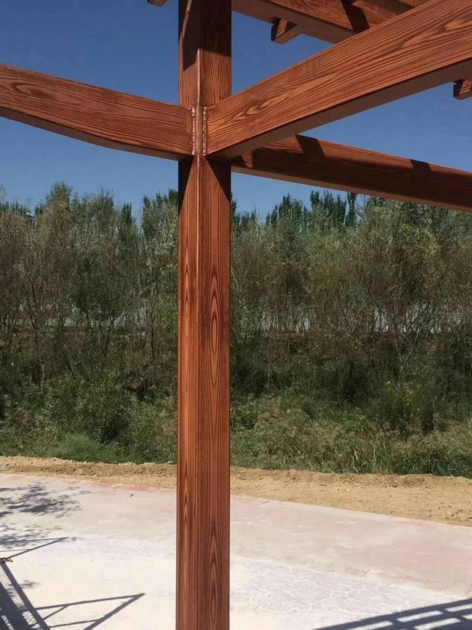 不锈钢仿木纹漆，长廊花架木纹漆，水性木纹漆厂家定制