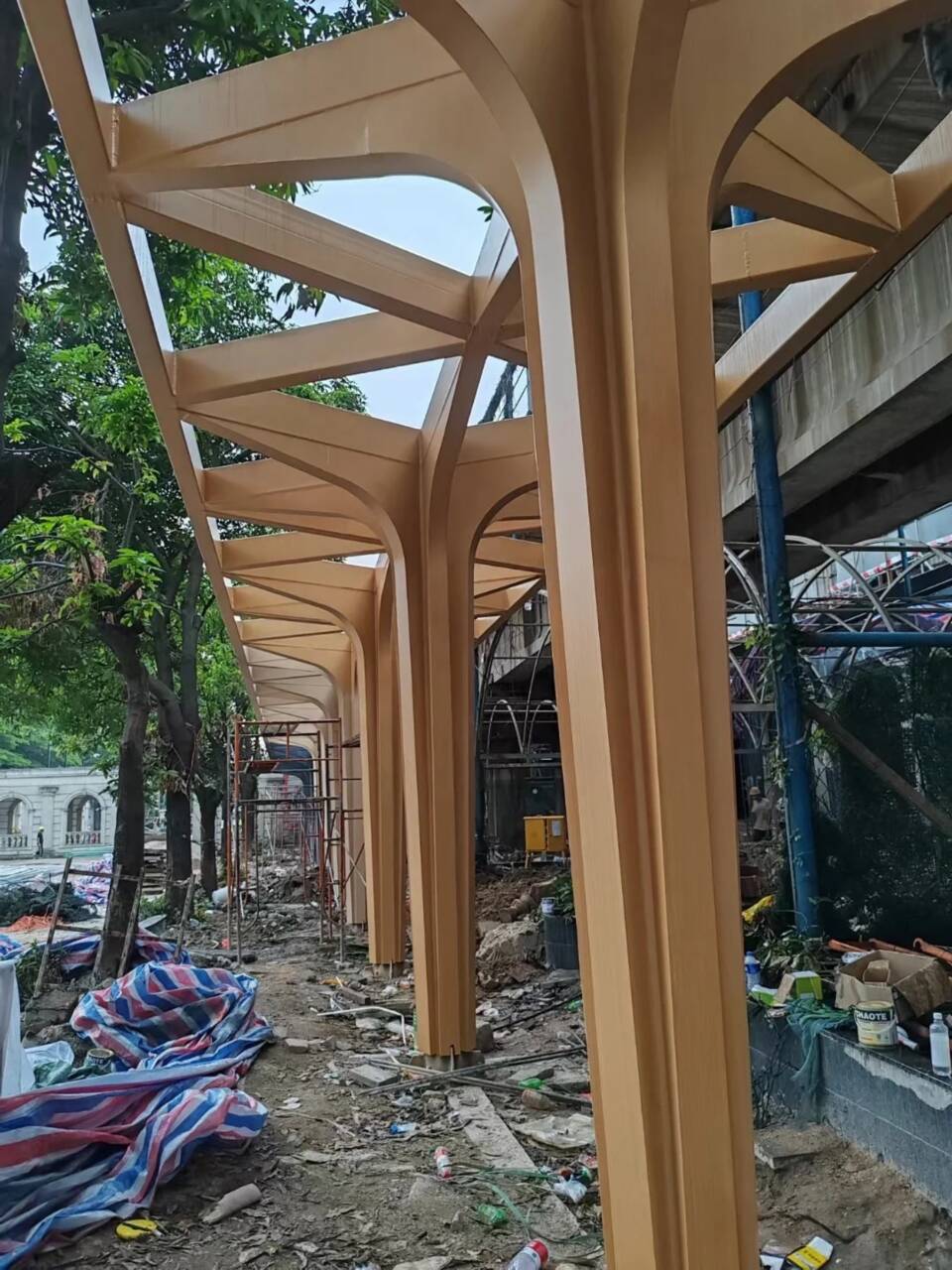 水性环保木纹漆厂家批发#钢结构金属面#凉亭花架#仿古建筑