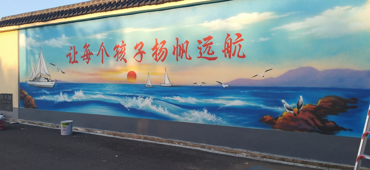 文化墙彩绘手绘墙绘画团队当地制造商